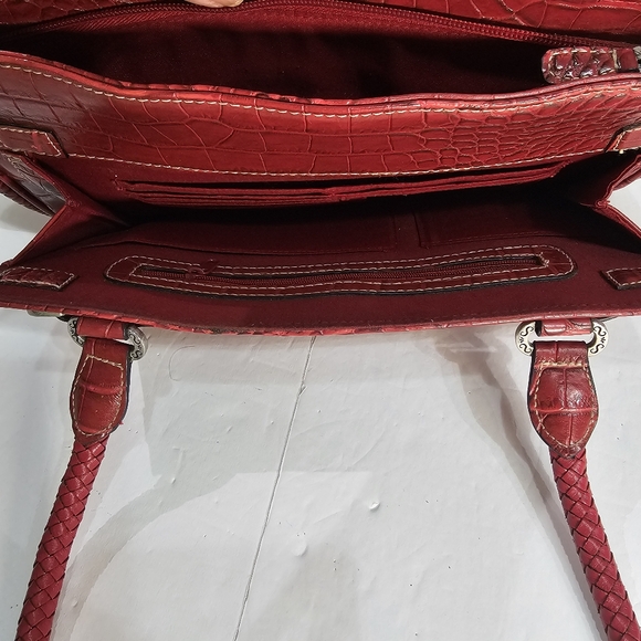 Western Accent Shoulder Bag Purse Red Faux Leather Alligator/Crocodile GUC - Picture 10 of 13